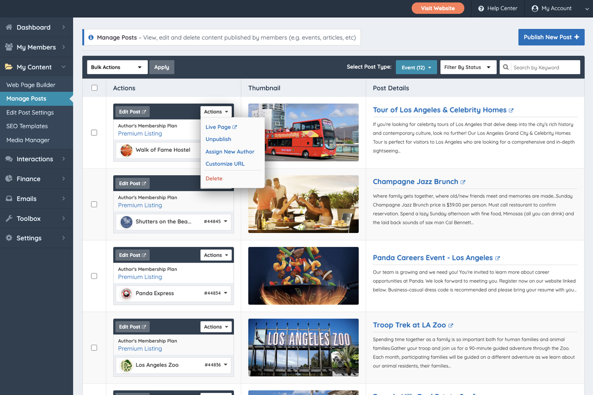 screenshot of Brilliant Directories